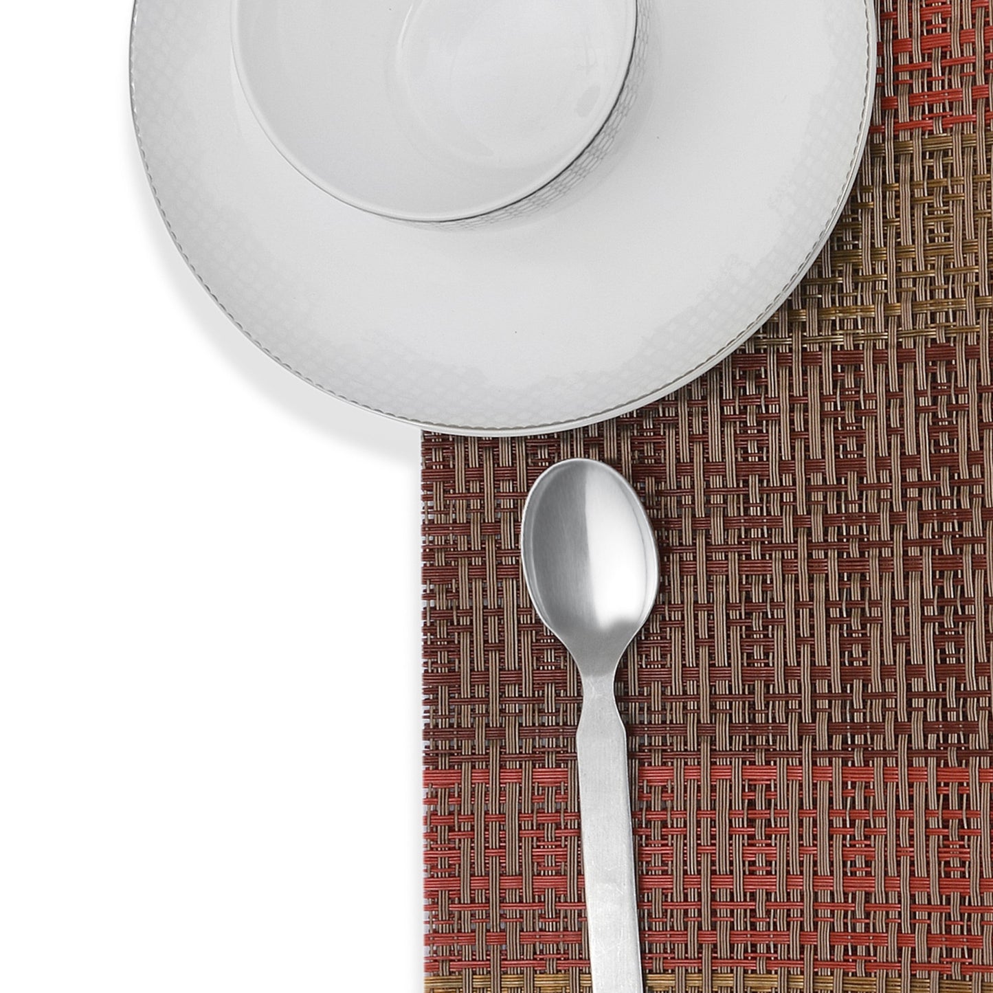 Gold & Red Textured Plastic Place-mat (Set of 2)