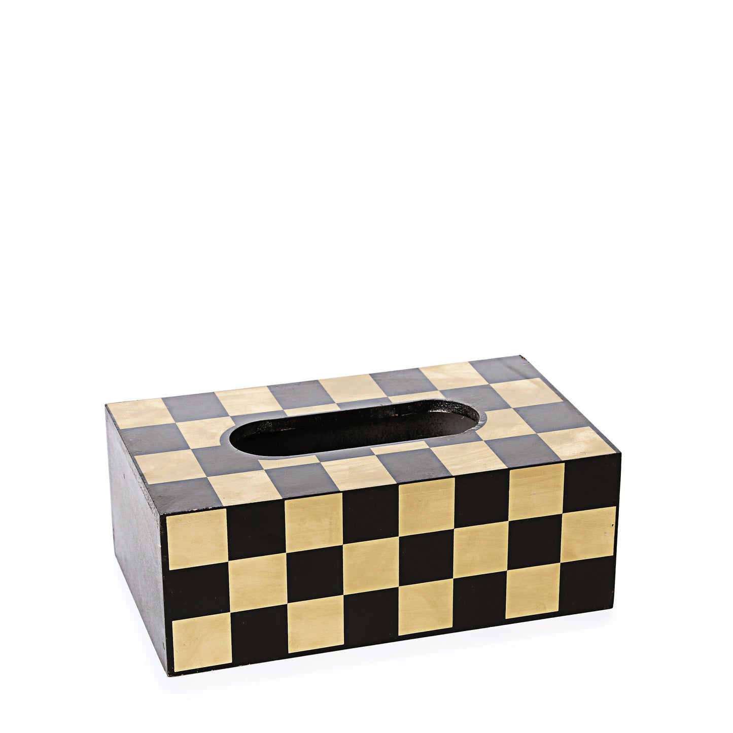 Block Wooden Basket with Tissue Box (Black)