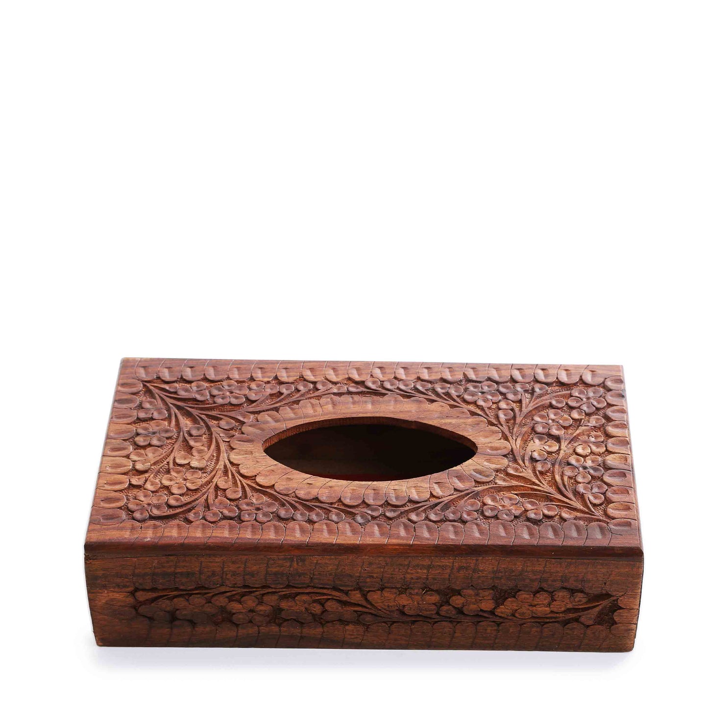Embroidered Wooden Carved Tissue Box