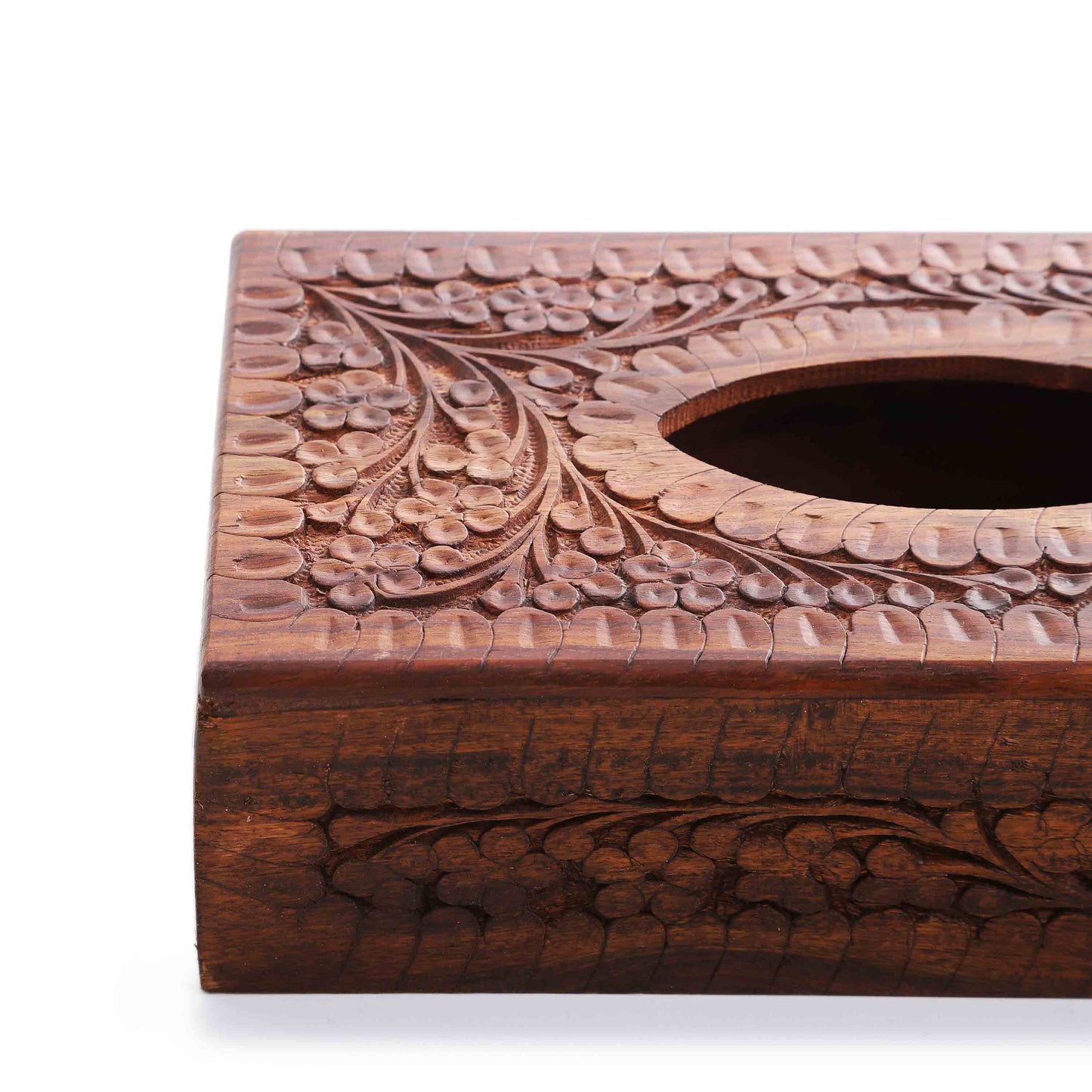 Embroidered Wooden Carved Tissue Box