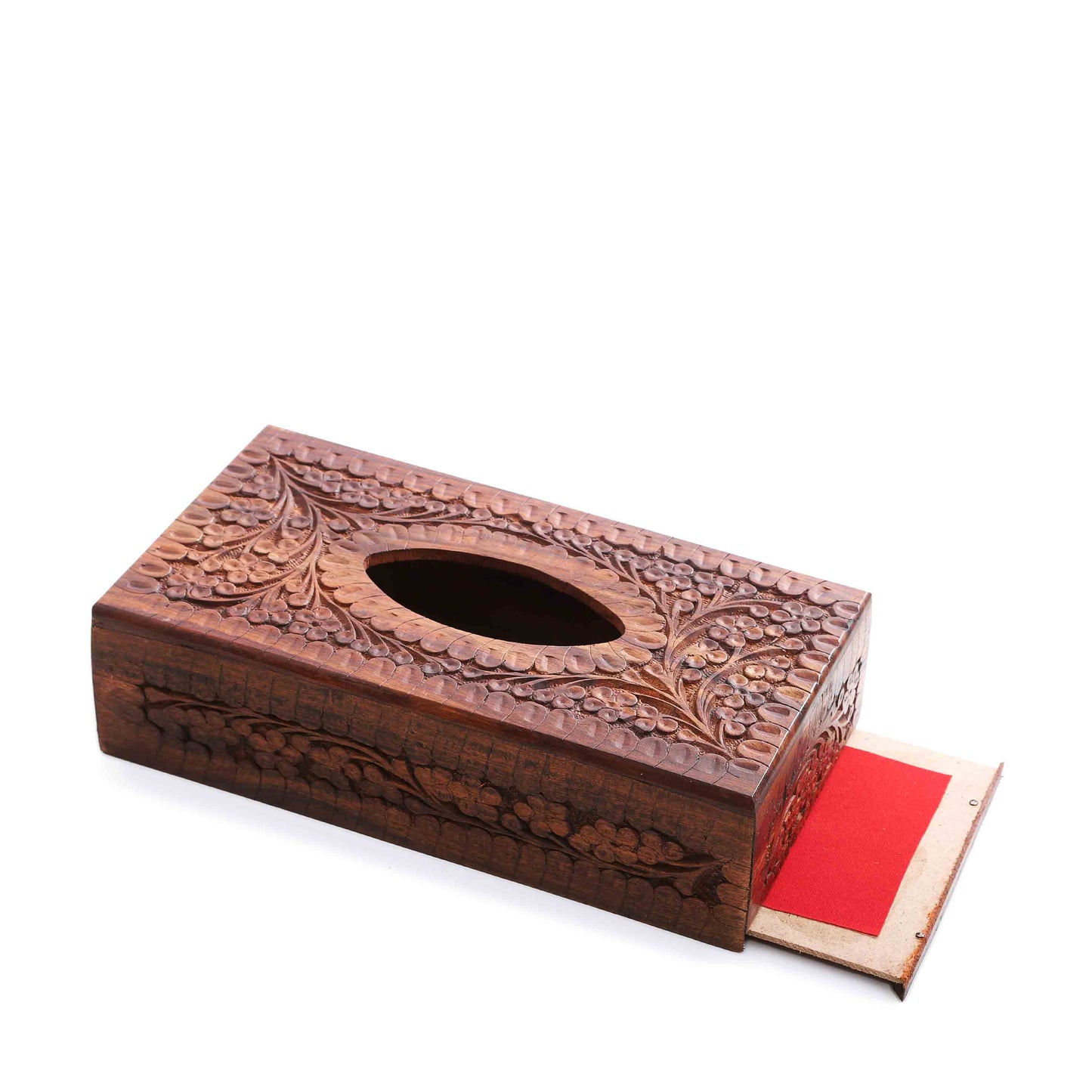 Embroidered Wooden Carved Tissue Box