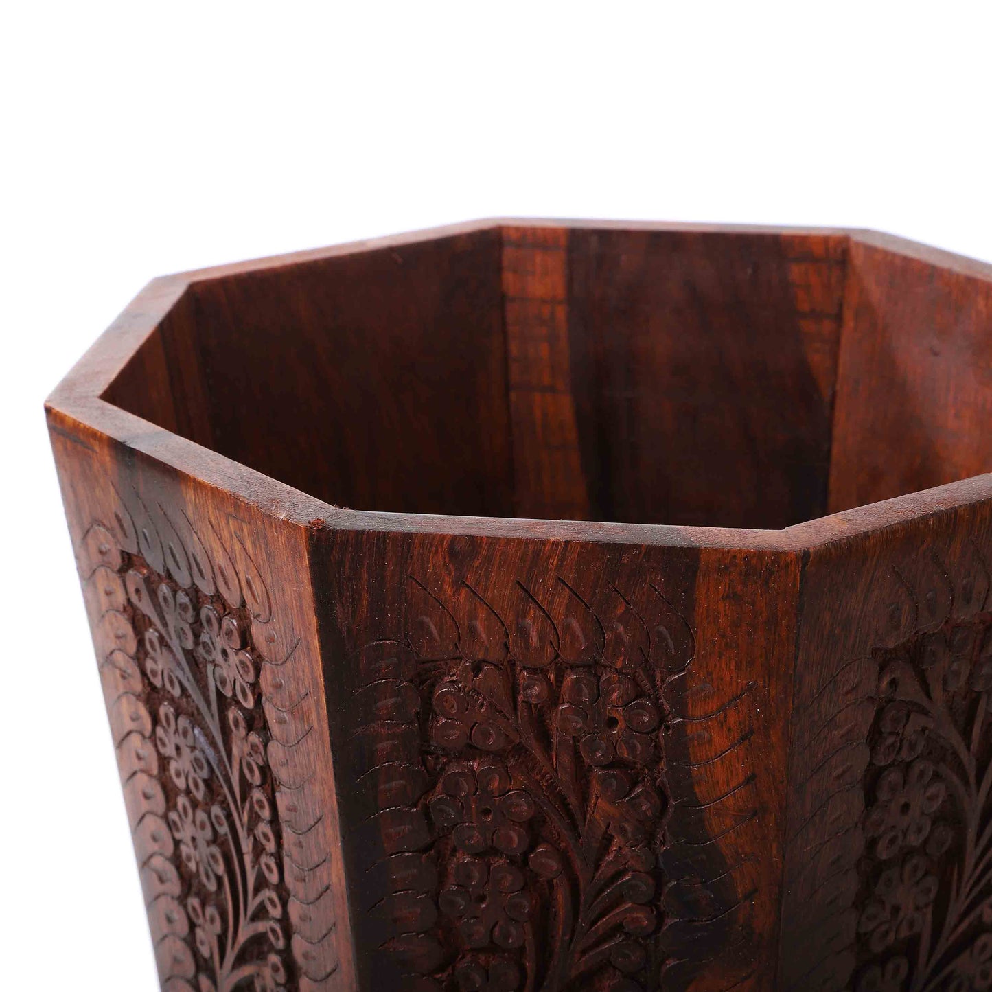 Hexagon Wooden Engraved Basket