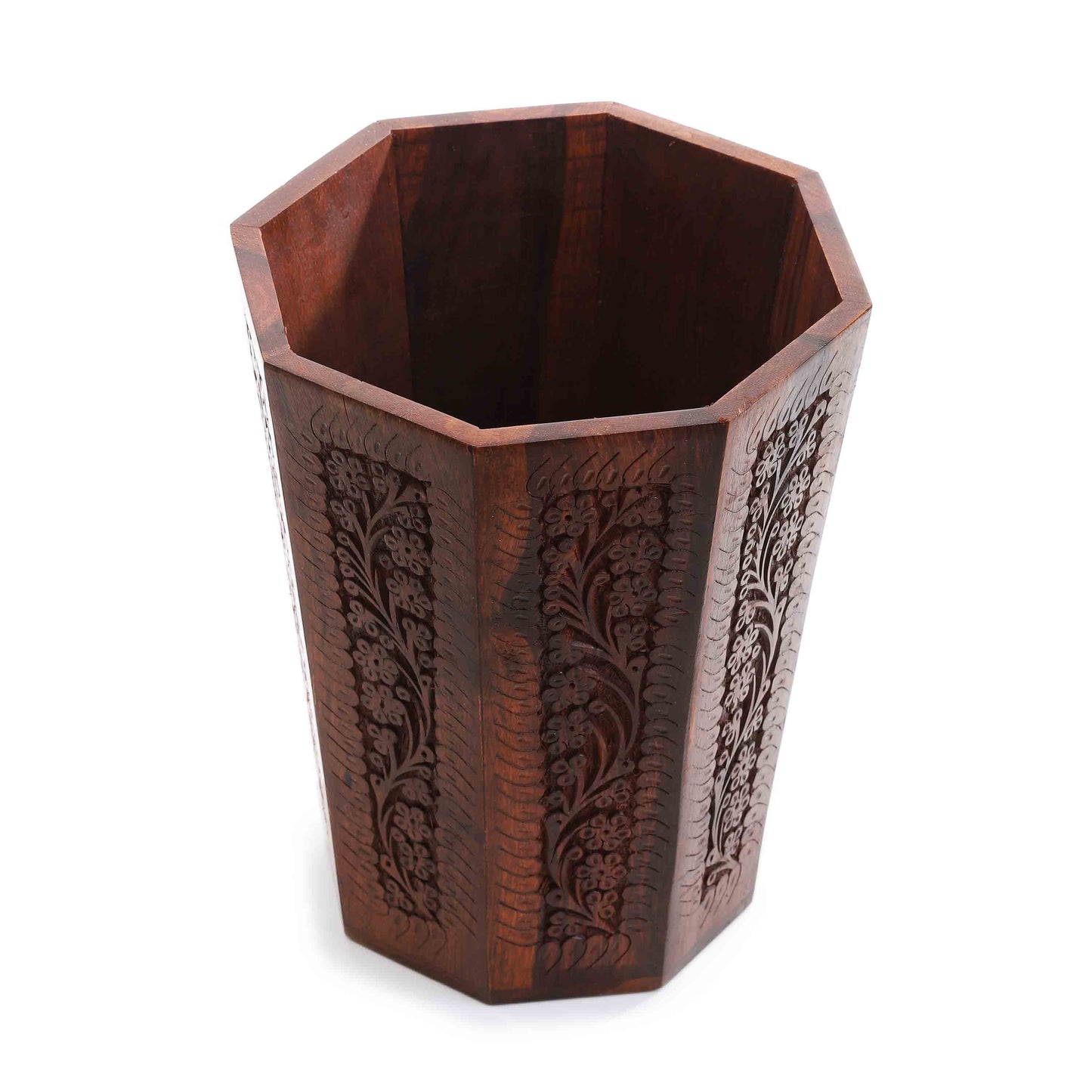 Hexagon Wooden Engraved Basket
