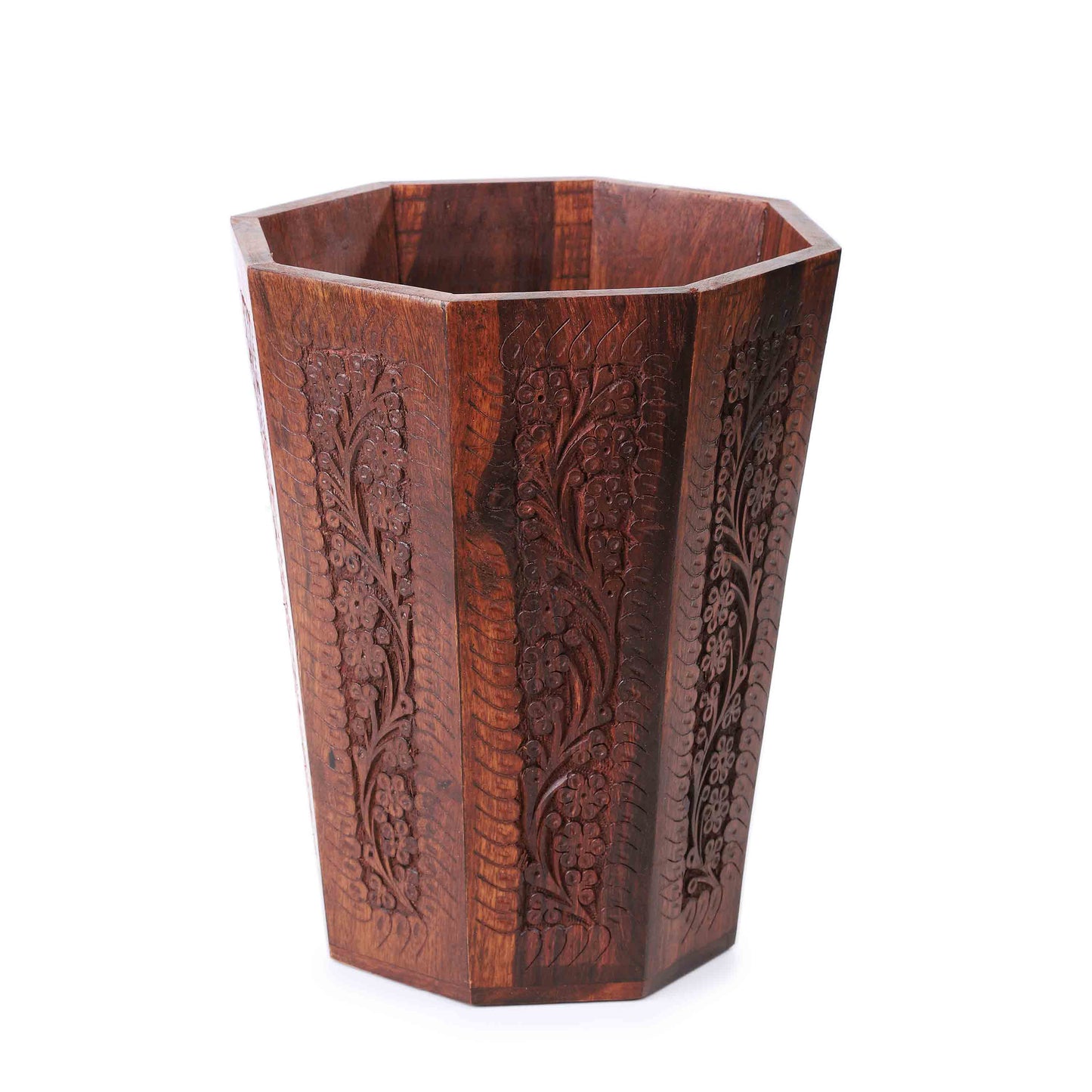 Hexagon Wooden Engraved Basket