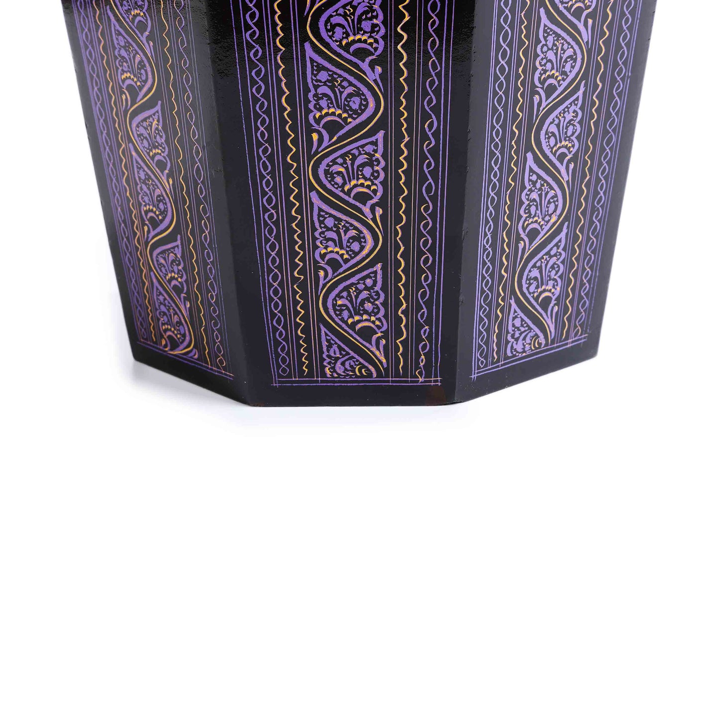 Hexagon Wooden Pyrographic Basket (Purple)