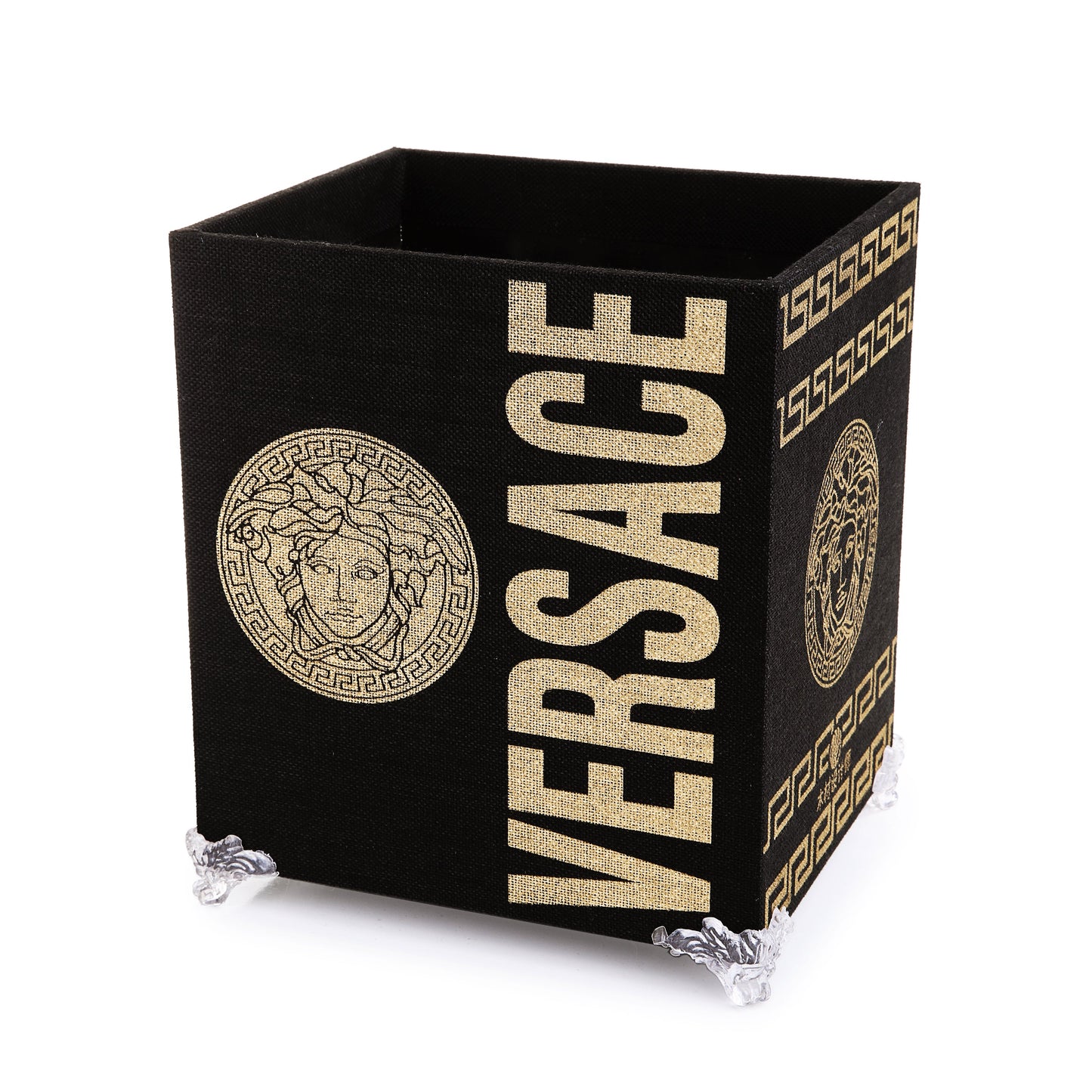 Versace Fabricated Basket with Tissue Box (Black)