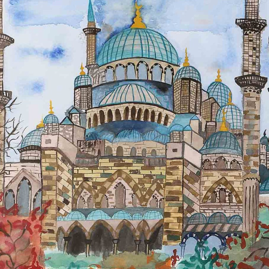 Blue Mosque in Water Colors
