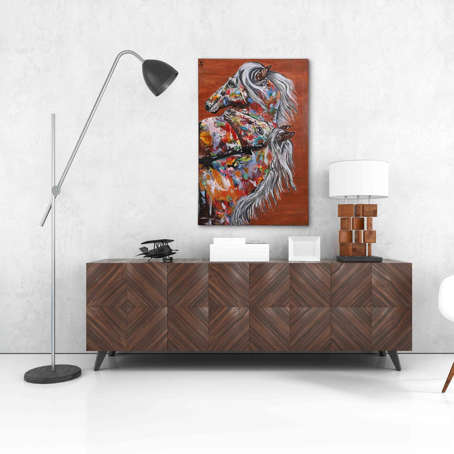 Epsilon Abstract Horse Canvas Painting