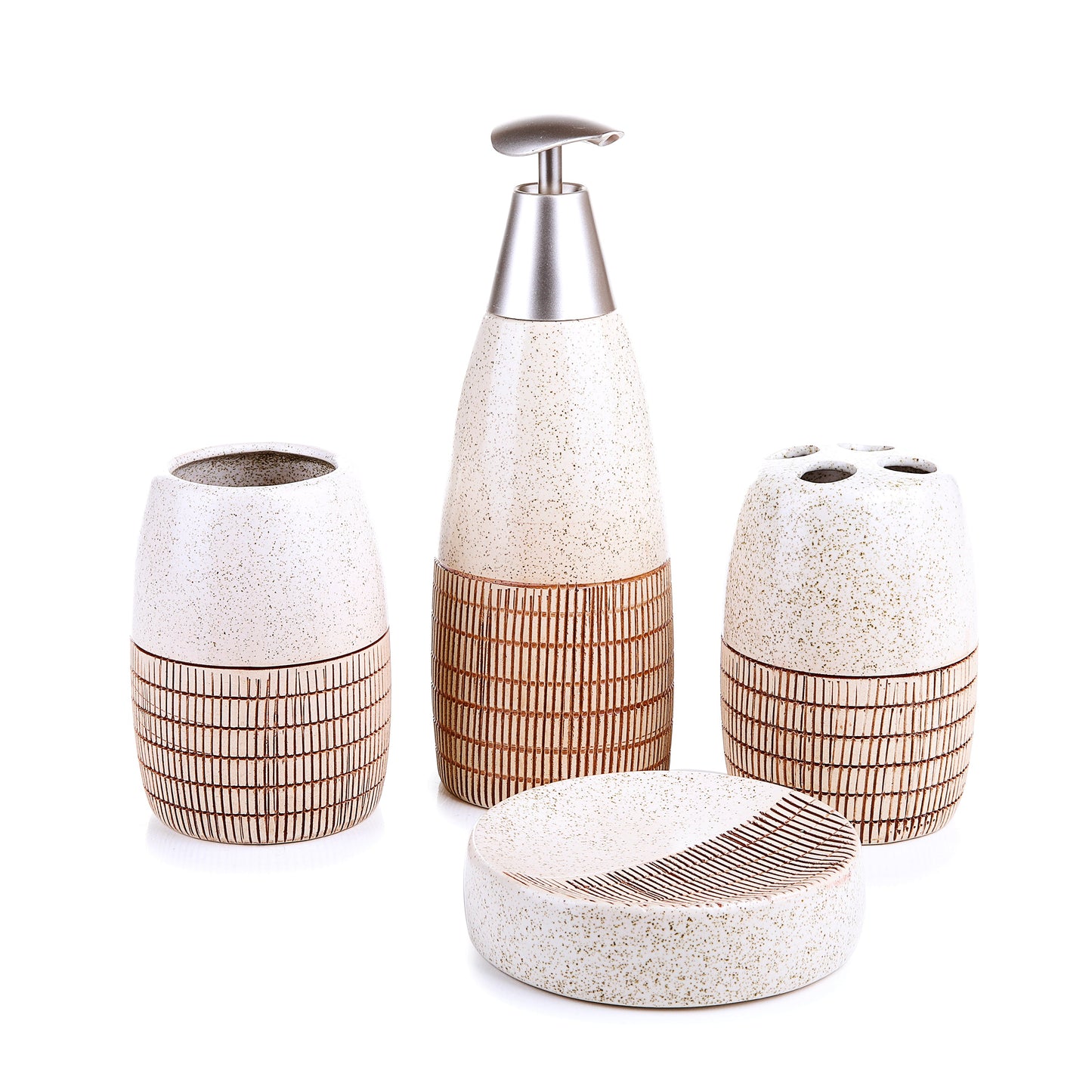 Abstract Textured Bath Set (Beige)
