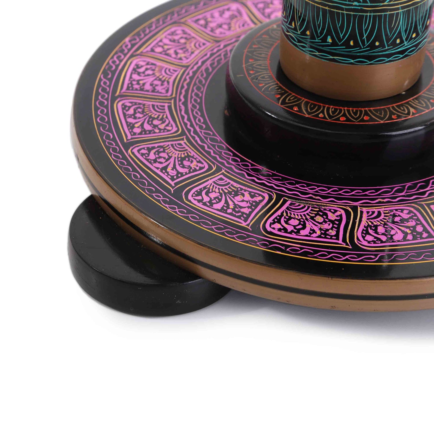 Wooden Pyrographic Coffee Table (Sea Green & Pink)