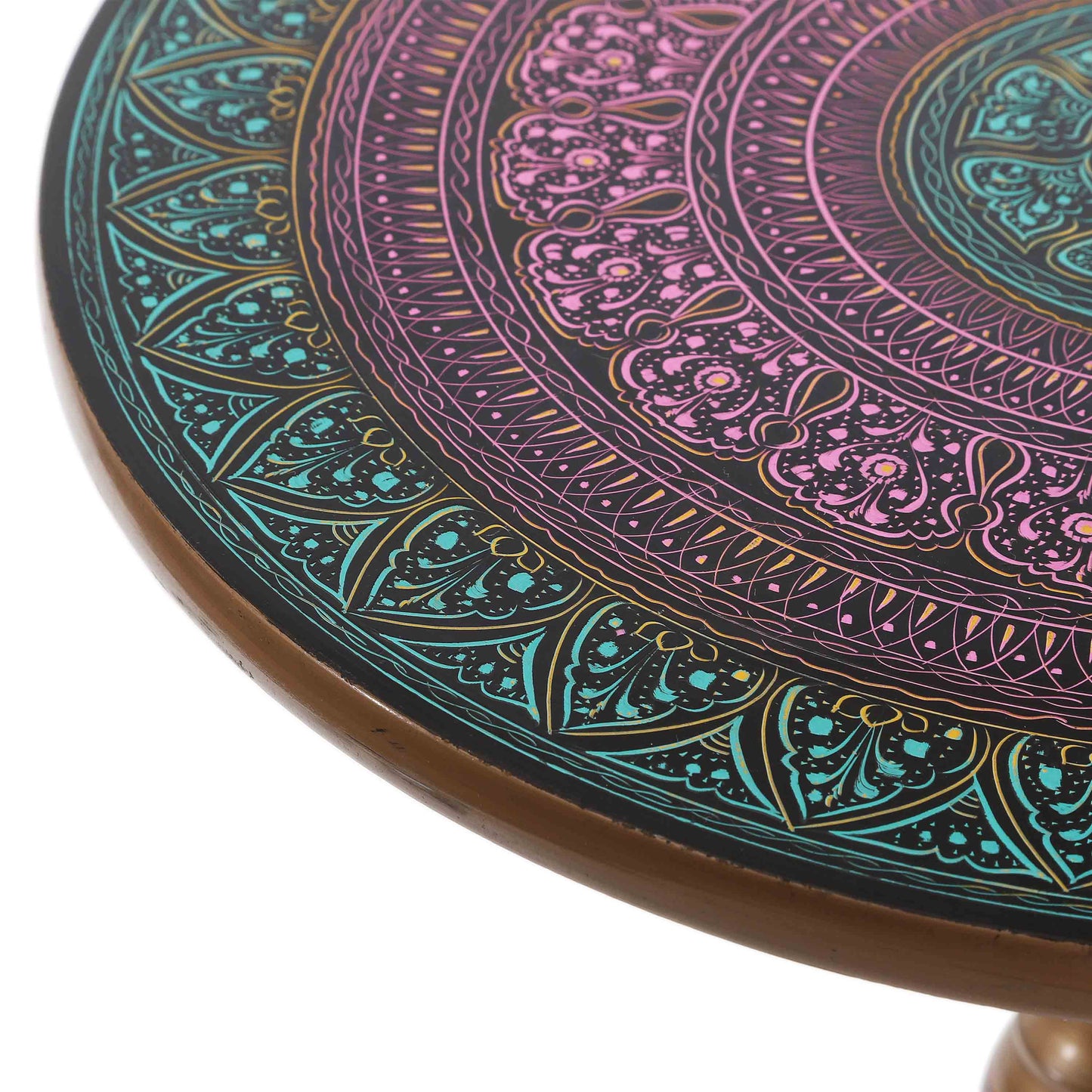 Wooden Pyrographic Coffee Table (Sea Green & Pink)
