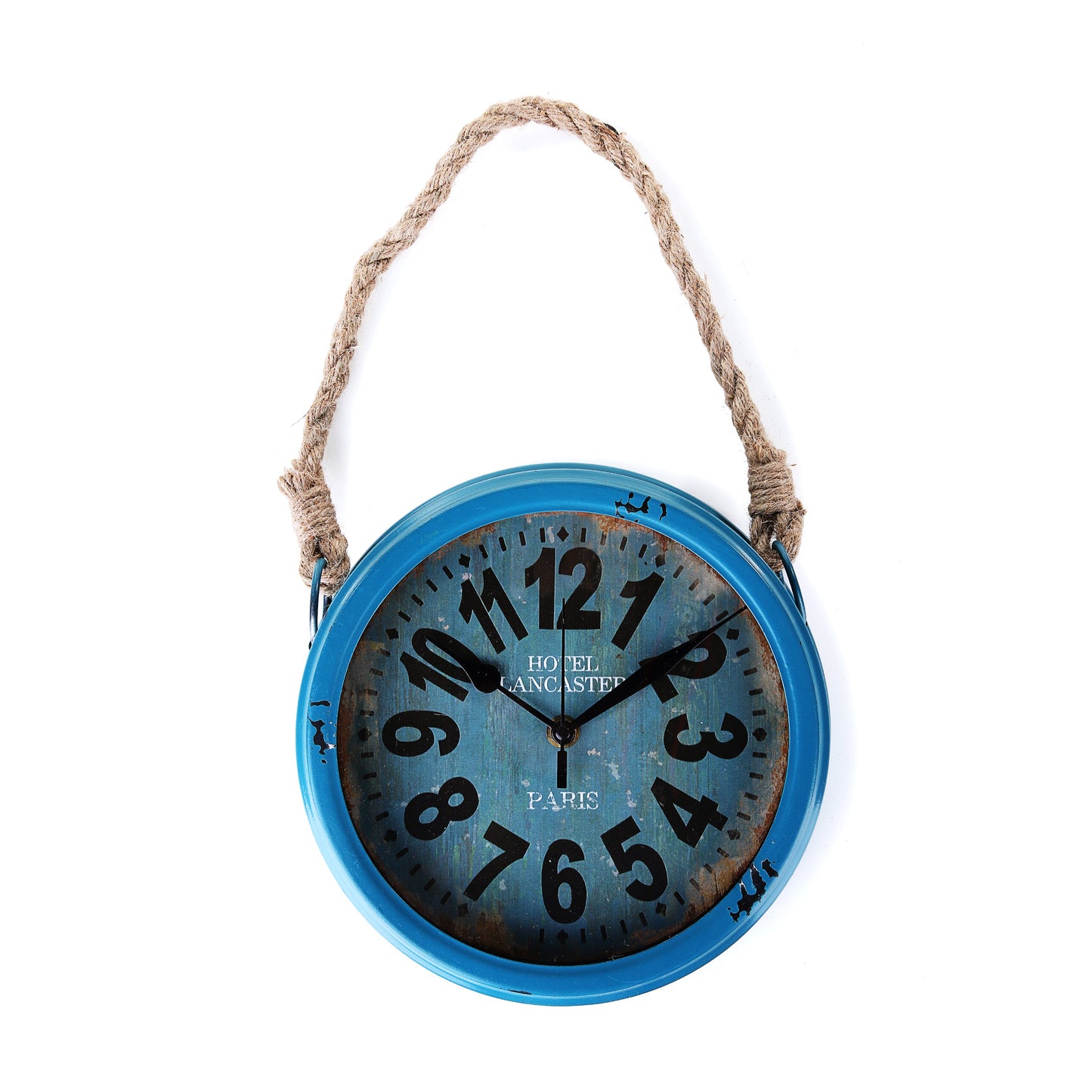 Rusty Wall Clock with Rope (Blue)