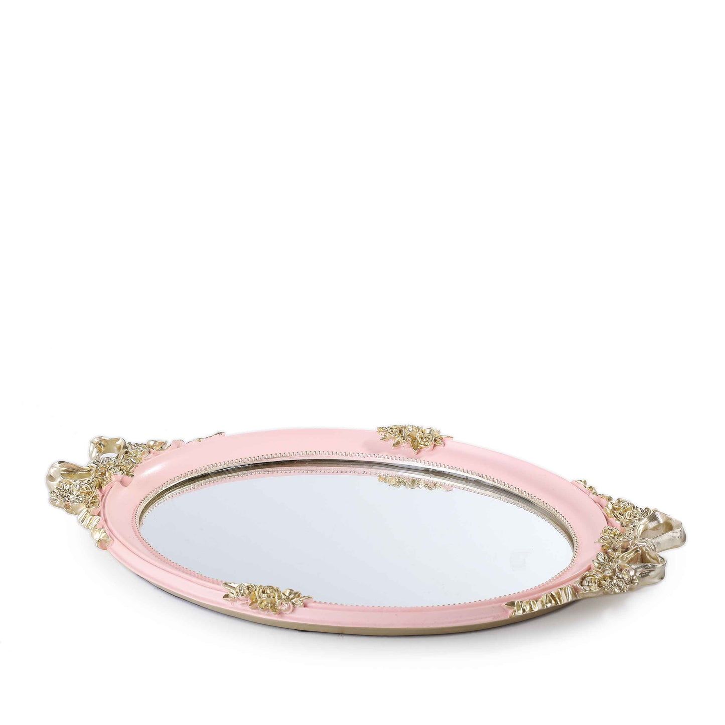 Royal Flower Mirror Tray (Pink)