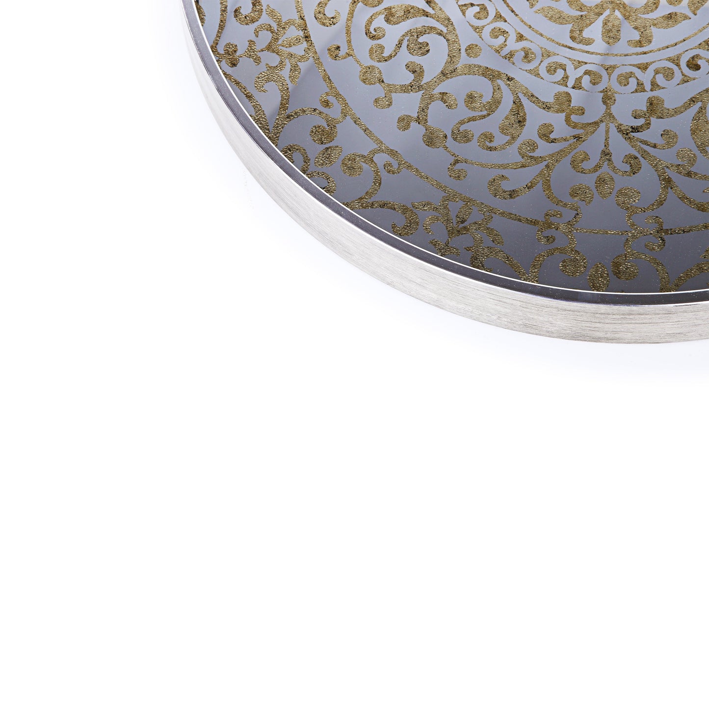 Gray & Gold Embroidered Tray Set