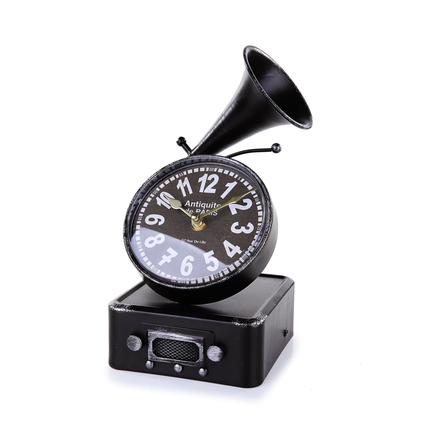 Gramophone Design Table Clock (Black)