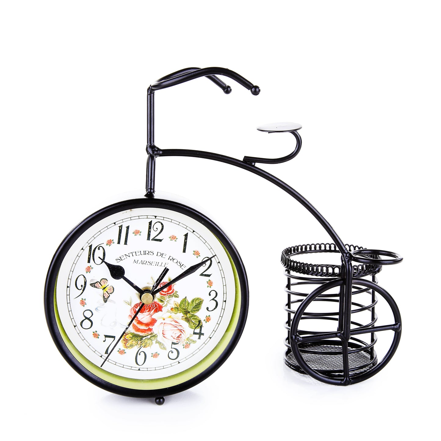 Black Cycle Table clock & Pen Bucket