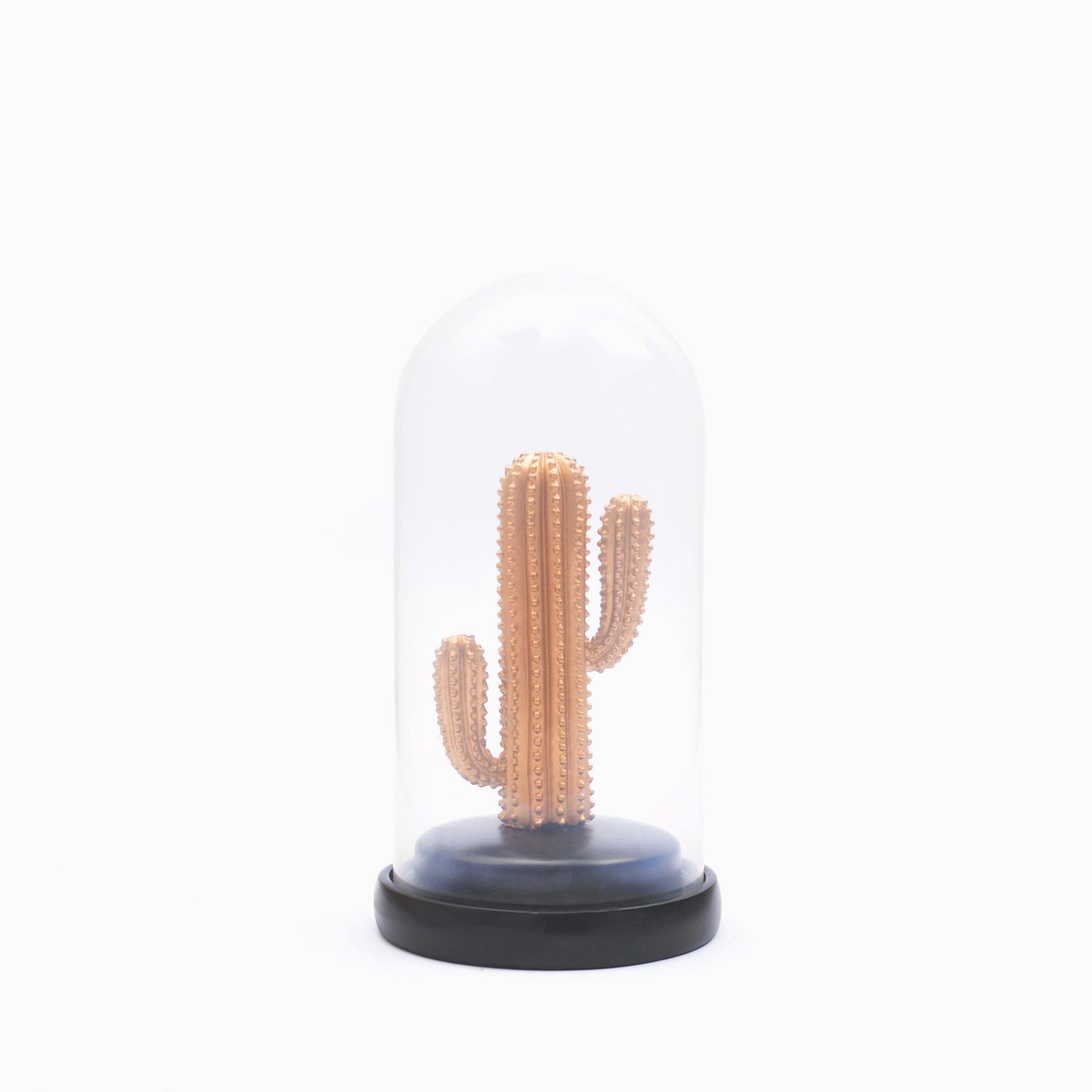 Artificial Cactus Glass Dome Planter (Golden)