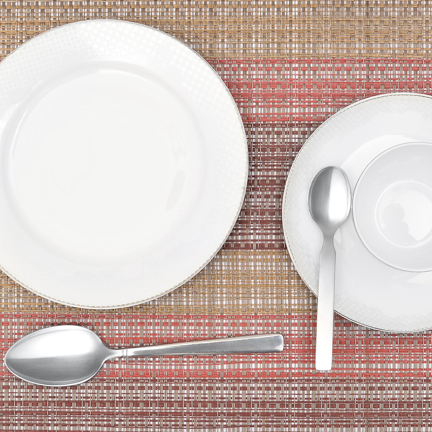 Gold & Red Textured Plastic Place-mat (Set of 2)