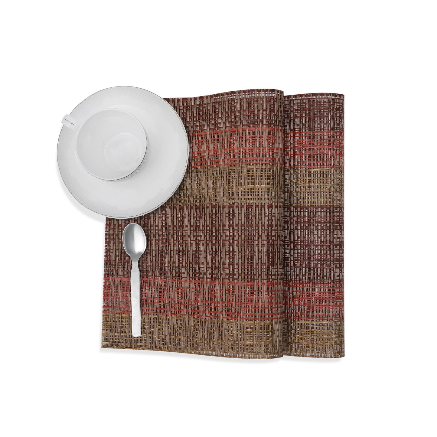 Gold & Red Textured Plastic Place-mat (Set of 2)