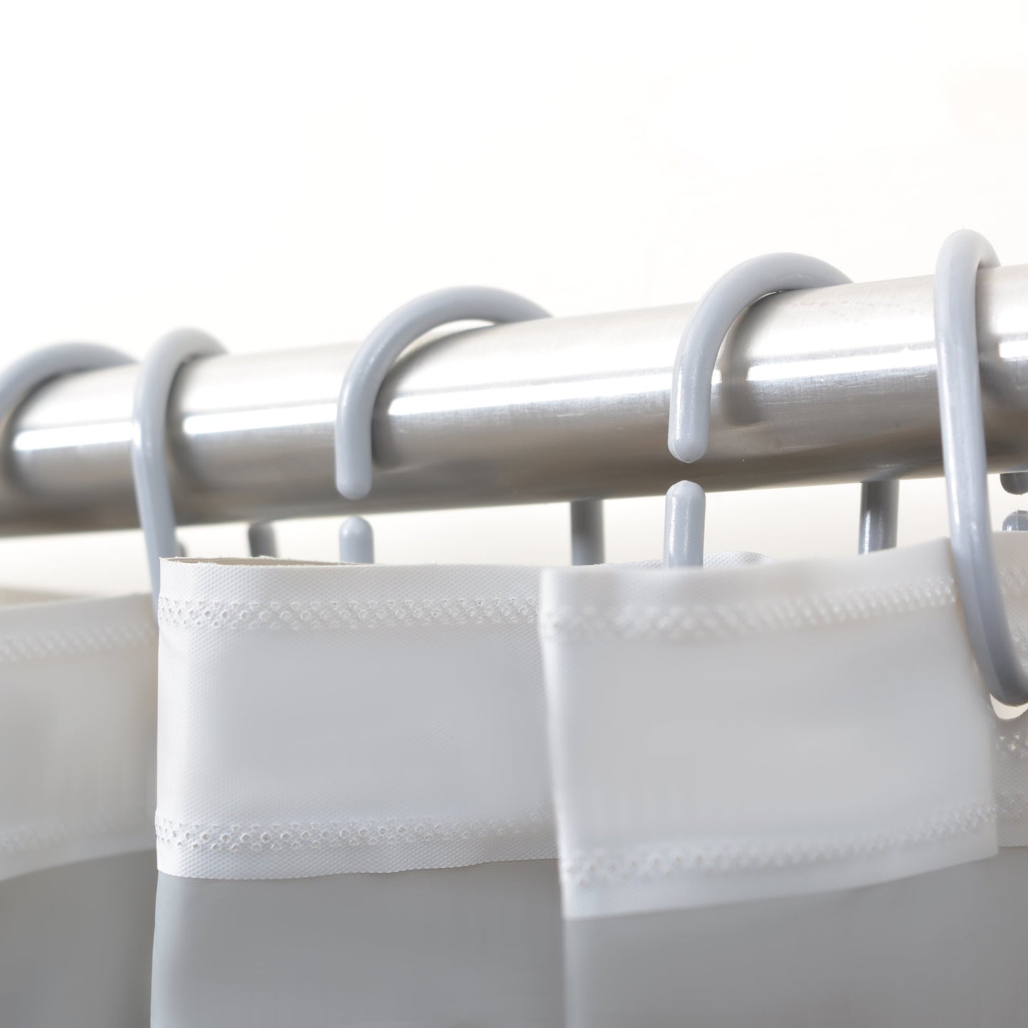 Pebble Matelassé Grey Shower Curtain With Rings