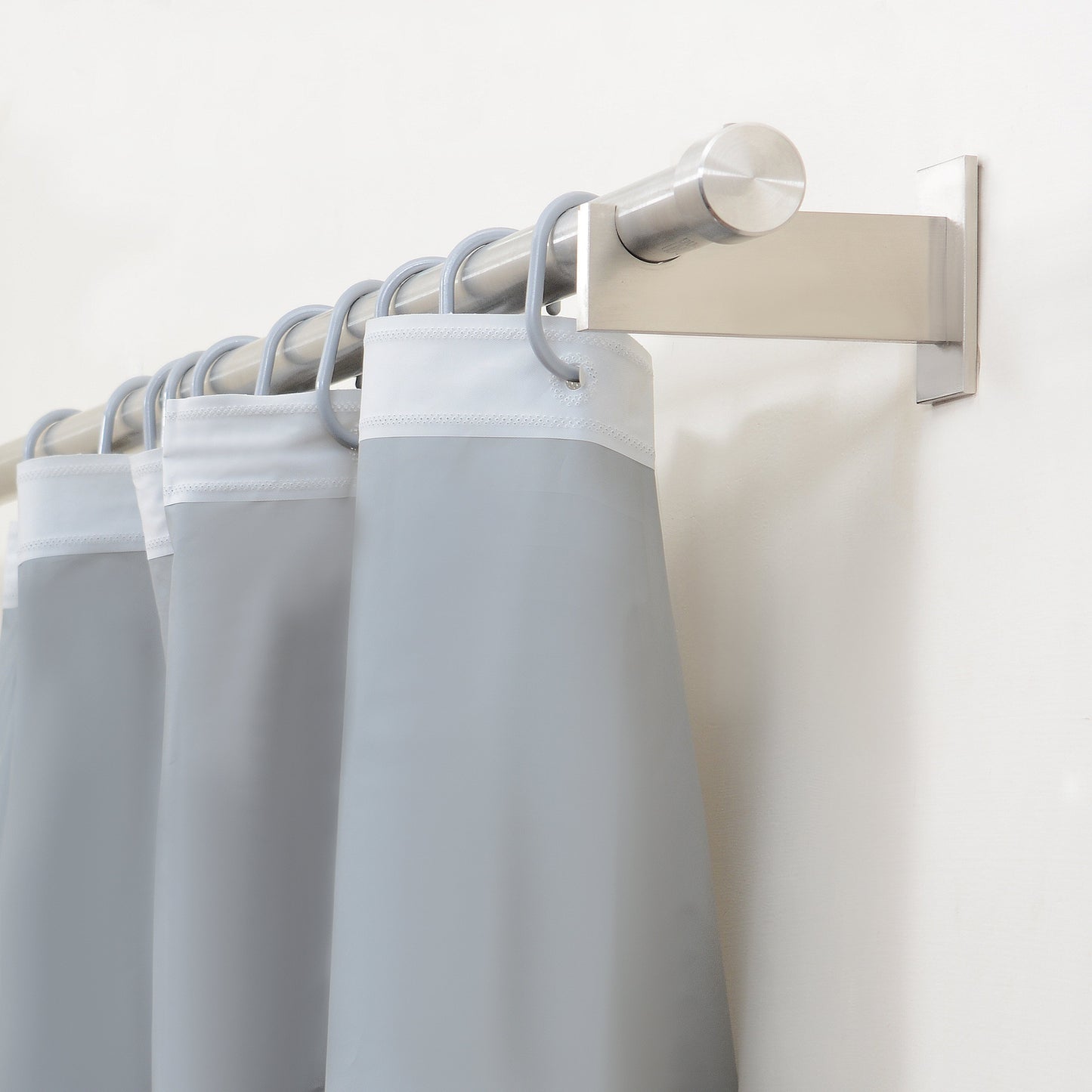 Pebble Matelassé Grey Shower Curtain With Rings