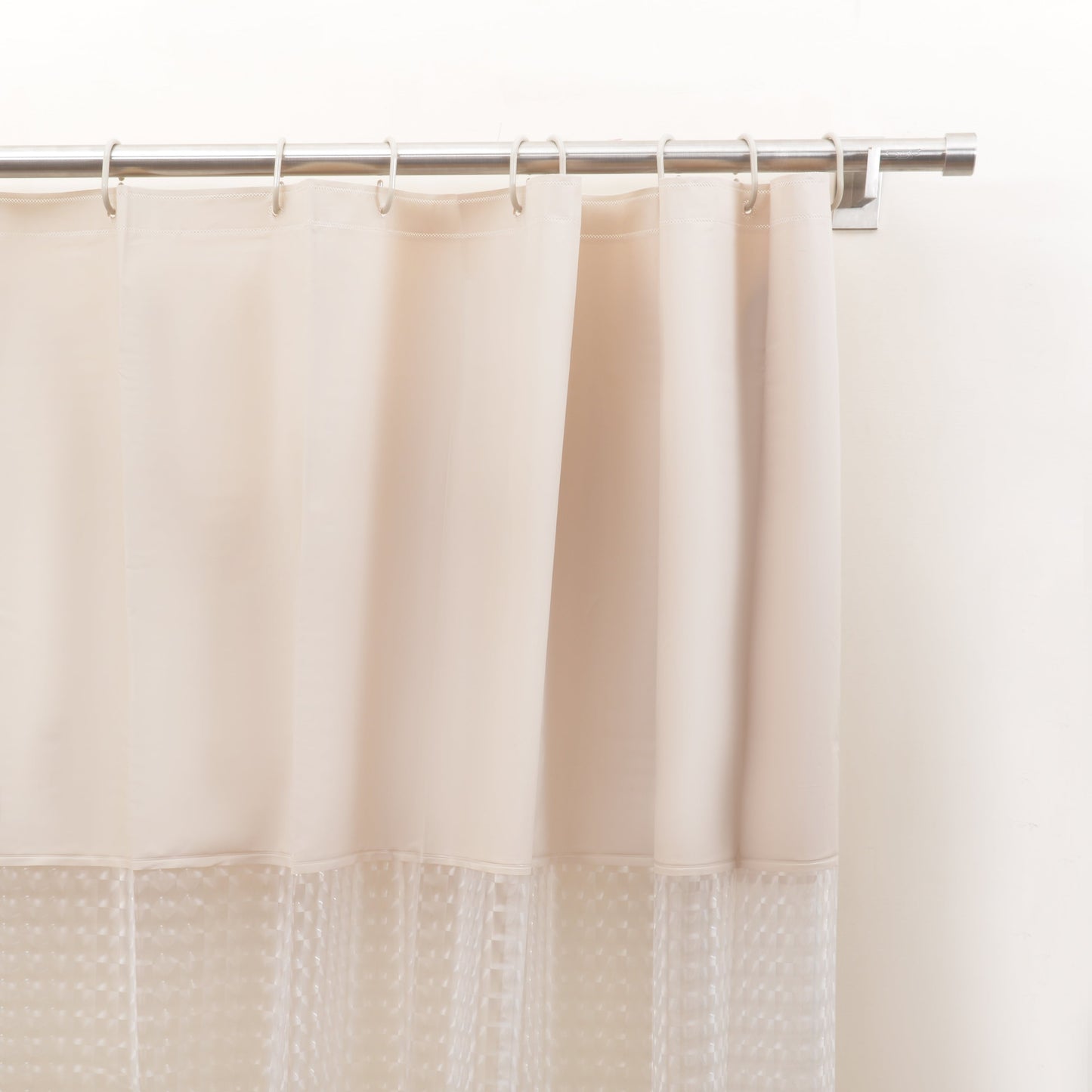 Pebble Matelassé Beige Shower Curtain With Rings