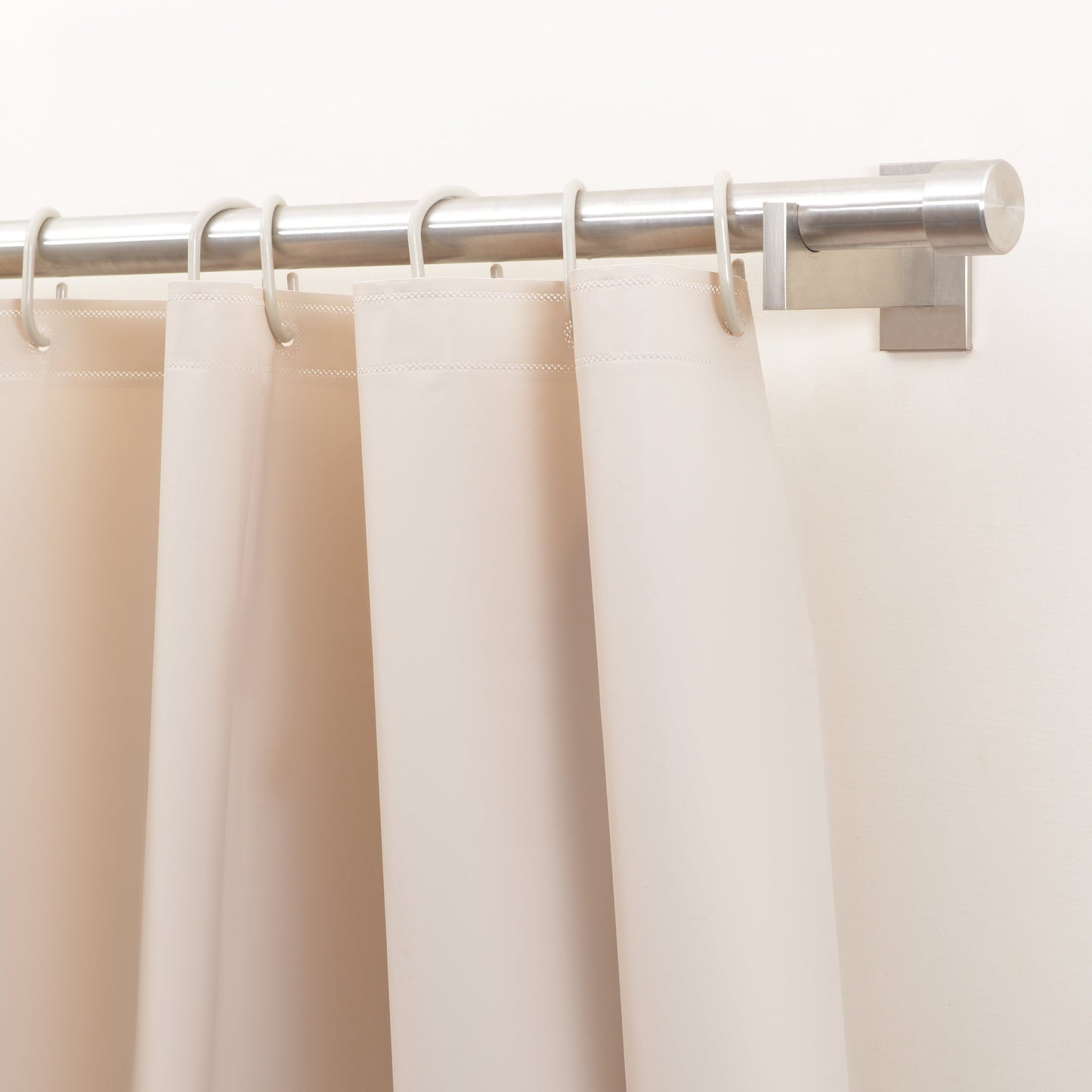Pebble Matelassé Beige Shower Curtain With Rings