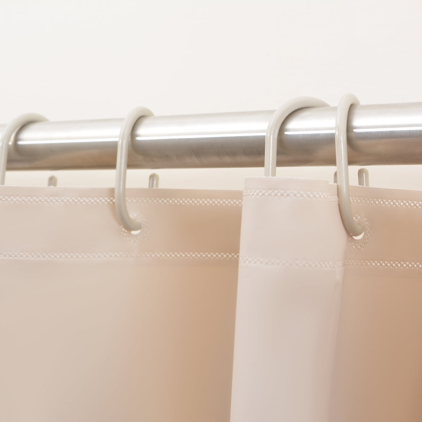 Pebble Matelassé Beige Shower Curtain With Rings