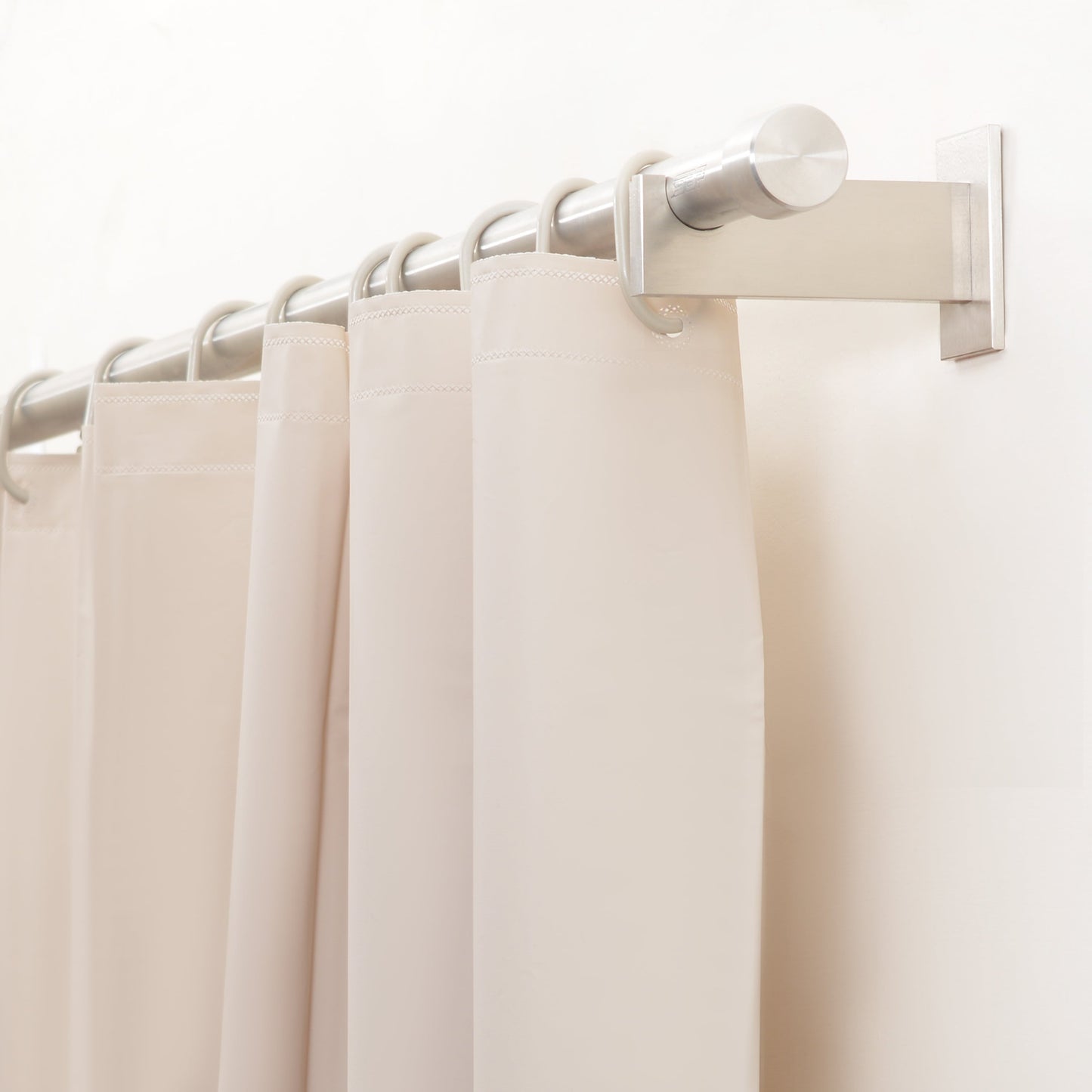 Pebble Matelassé Beige Shower Curtain With Rings