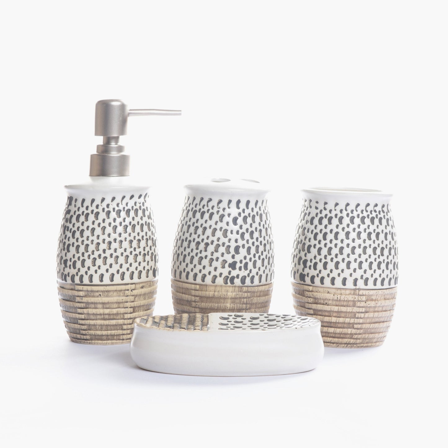 Embossed Dotted Bathroom Set (White)