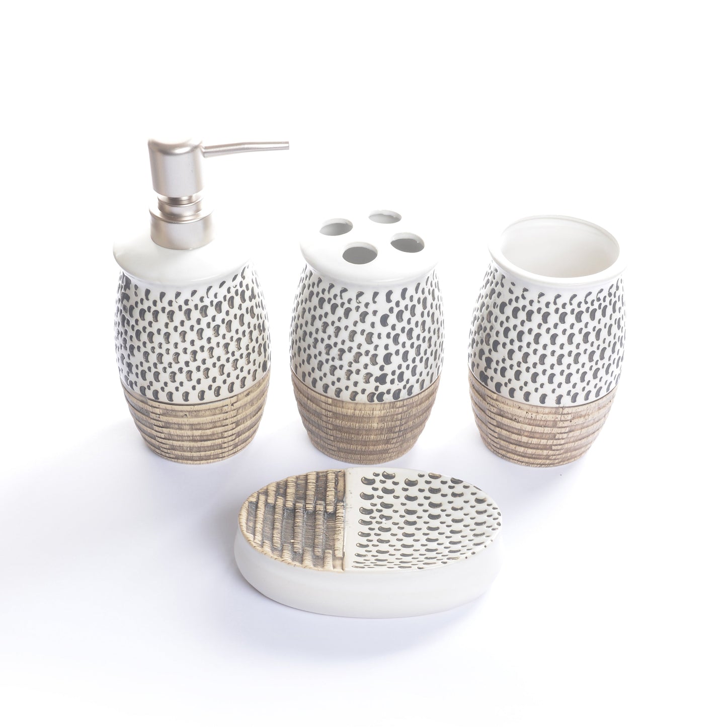 Embossed Dotted Bathroom Set (White)