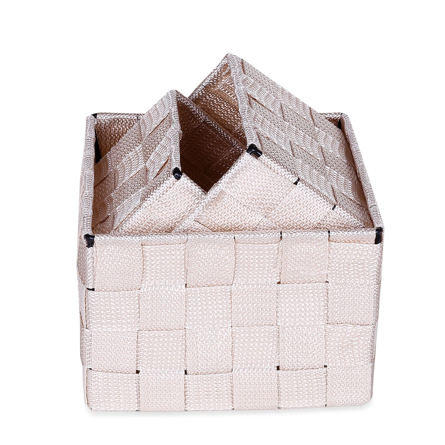 Beige Square Design Basket (Set of 3)