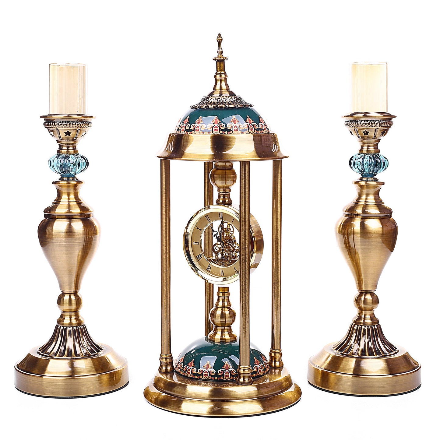 Victorian Finish Time Piece With Candle Holders