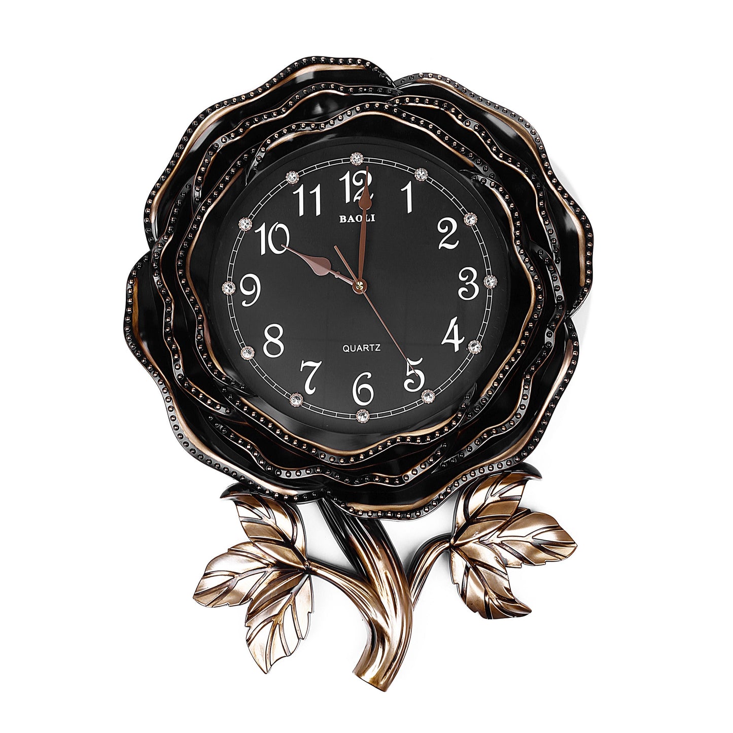 Modern Royal Black Rose Design Wall Clock