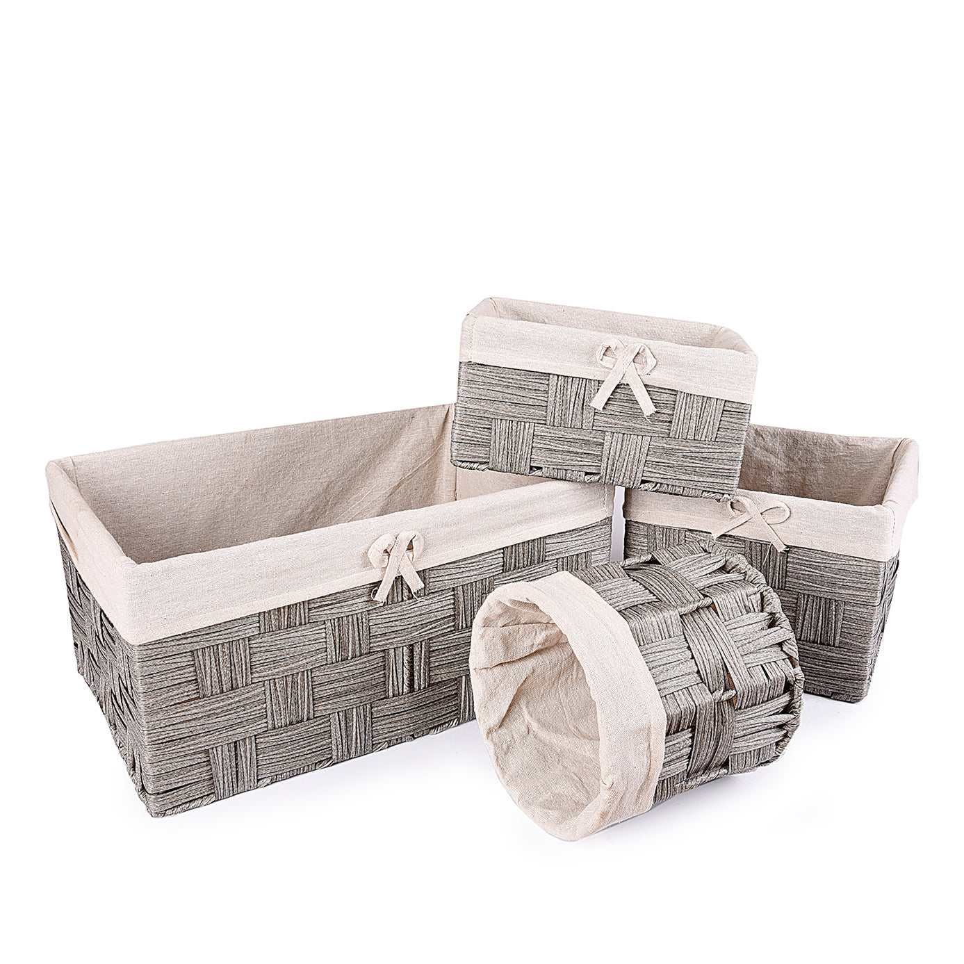 Gray Textured Towel basket (Set of 4)