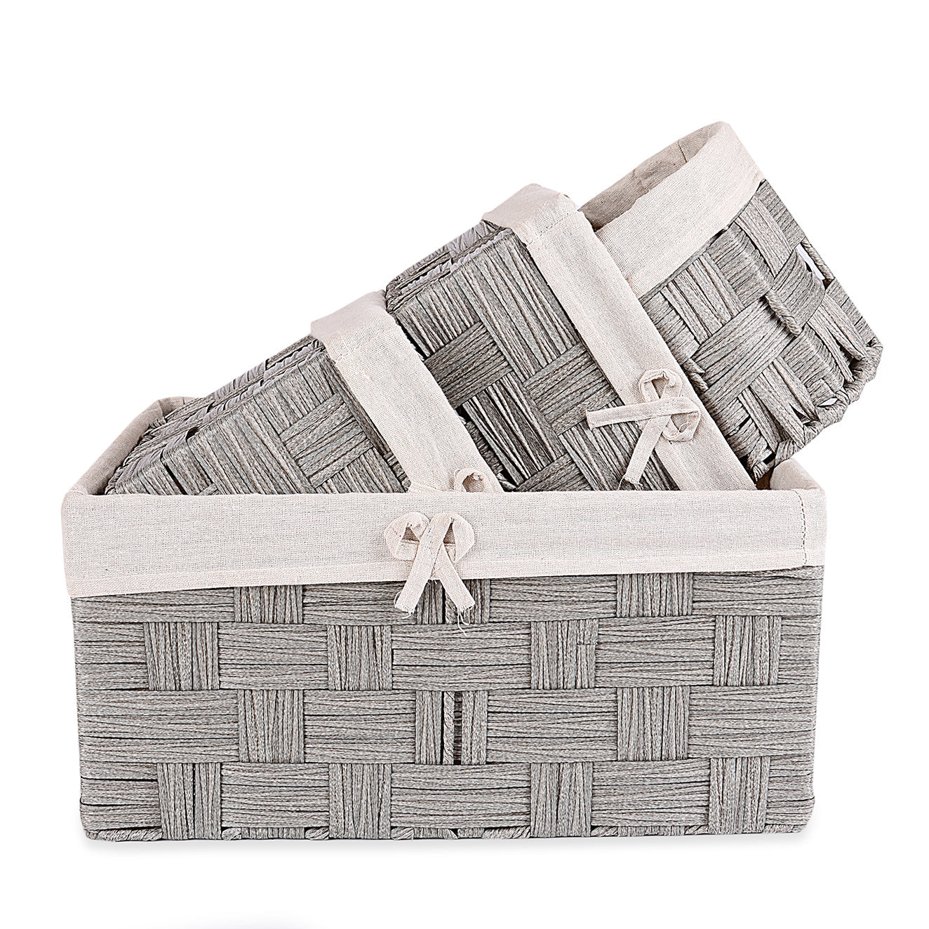 Gray Textured Towel basket (Set of 4)