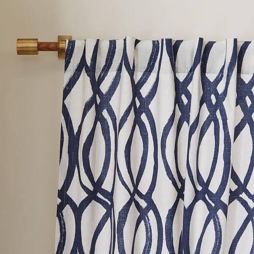 Scribble Lattice by West Elm Curtain Blue (Single Panel)