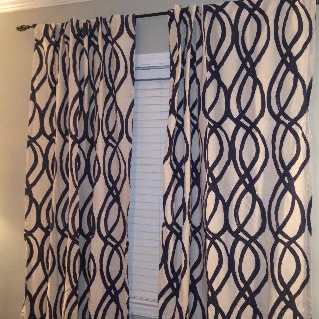 Scribble Lattice by West Elm Curtain Blue (Single Panel)