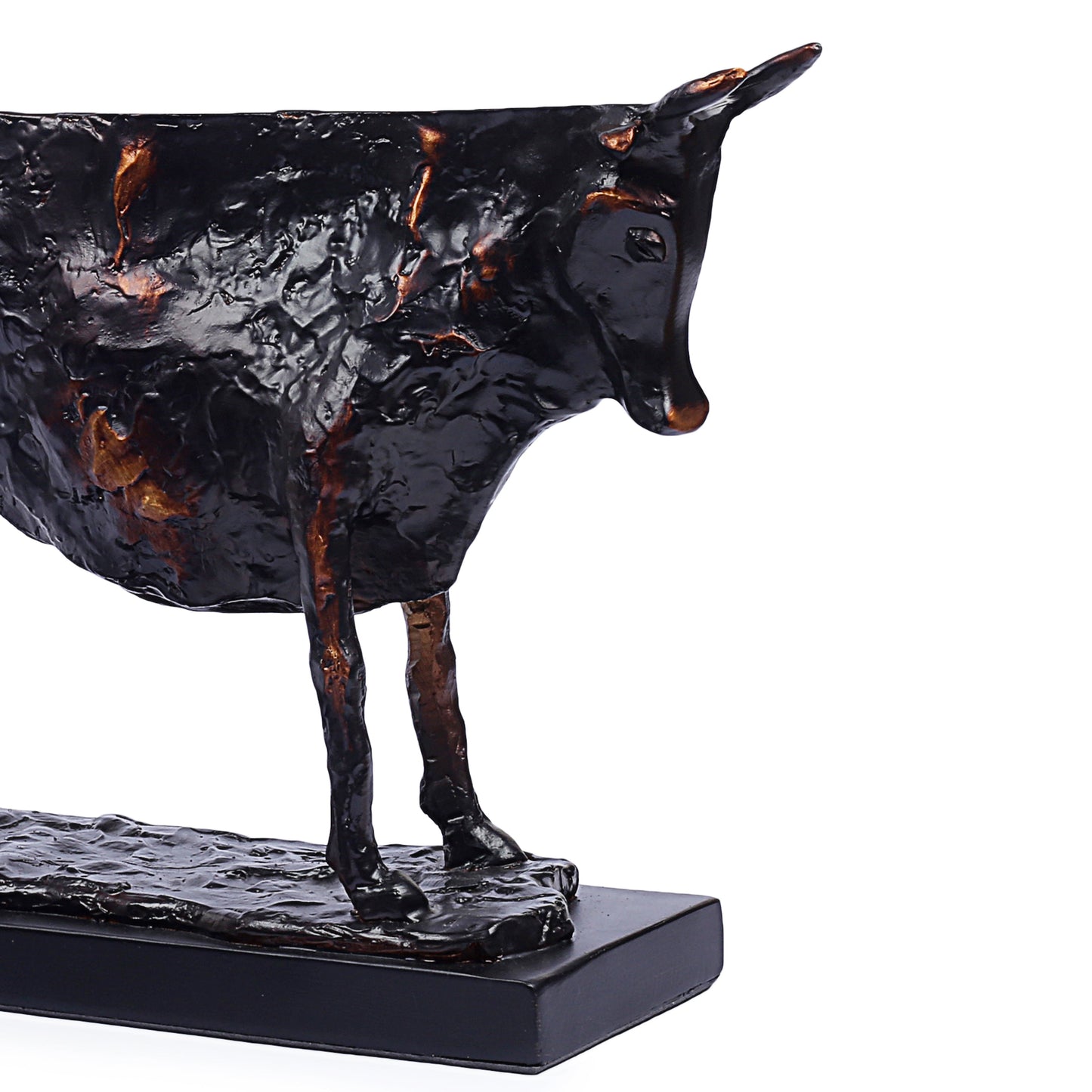 Modern Abstract Fortune Cow Statue Resin Table Sculpture (Set Of 2)