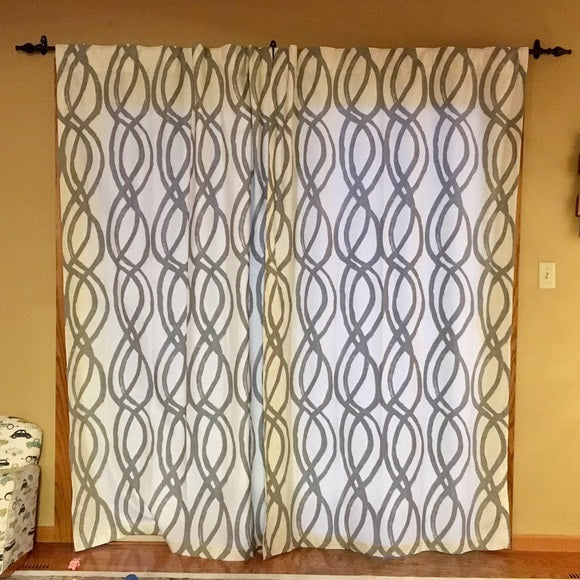 Scribble Lattice by West Elm Curtain Gray (Single Panel)