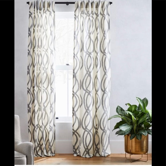 Scribble Lattice by West Elm Curtain Gray (Single Panel)
