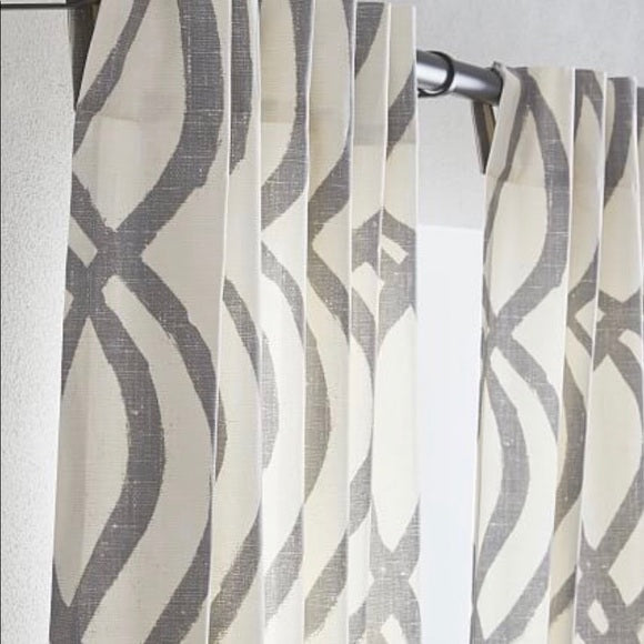 Scribble Lattice by West Elm Curtain Gray (Single Panel)