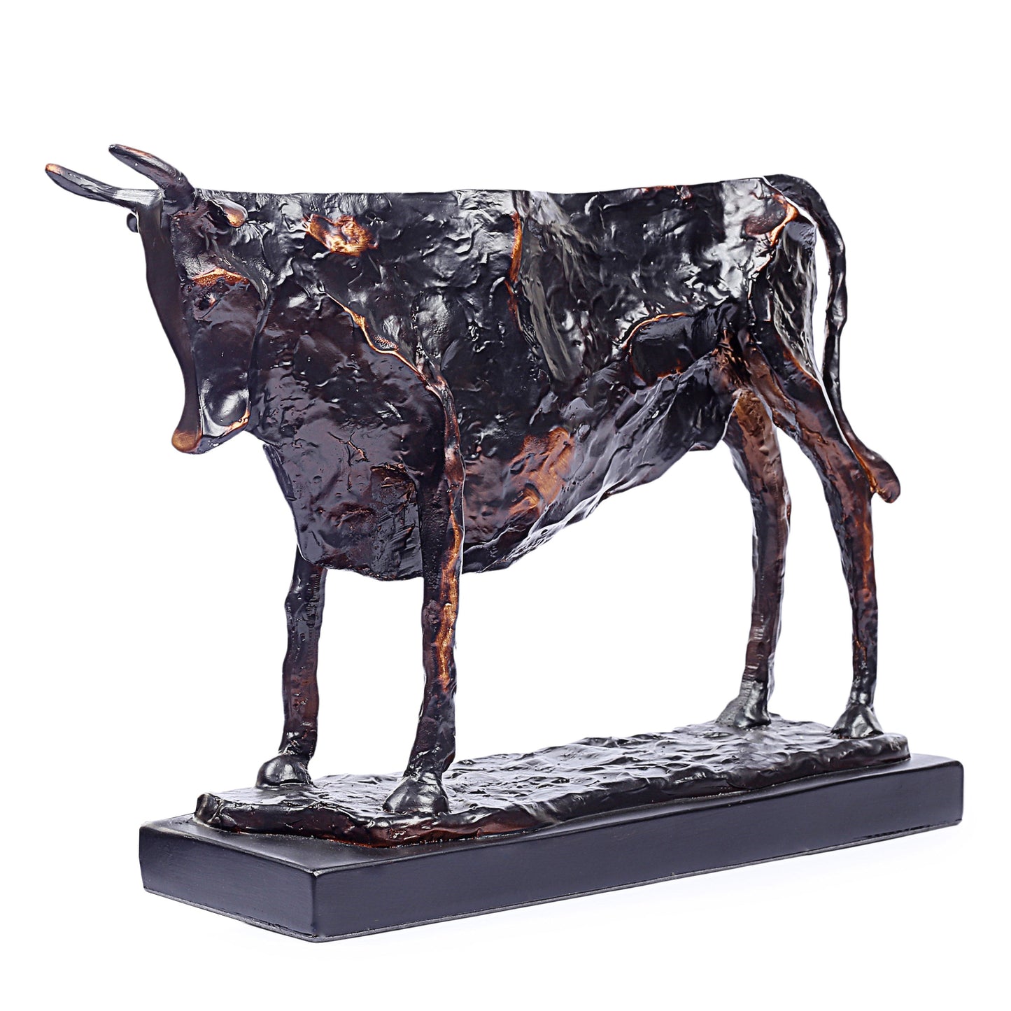 Modern Abstract Fortune Cow Statue Resin Table Sculpture (Set Of 2)