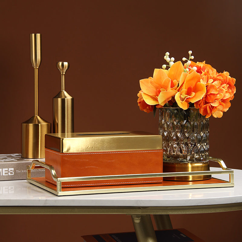 Leather Side Metal Tissue Box