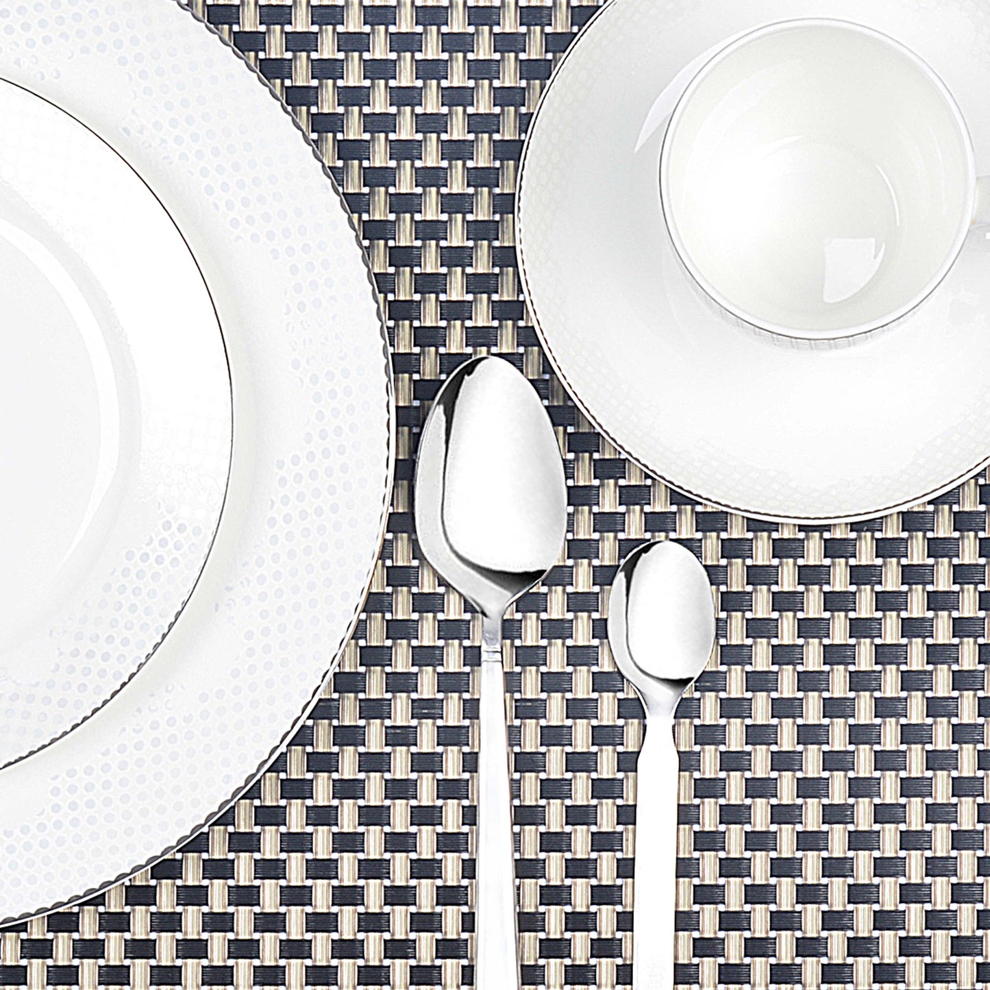 Braided Textured Plastic Place-mat with Costar  (Set of 2)