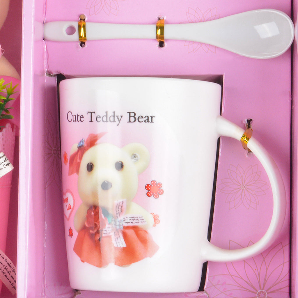 Ceramic Mug with Lid and teddy Bear Box
