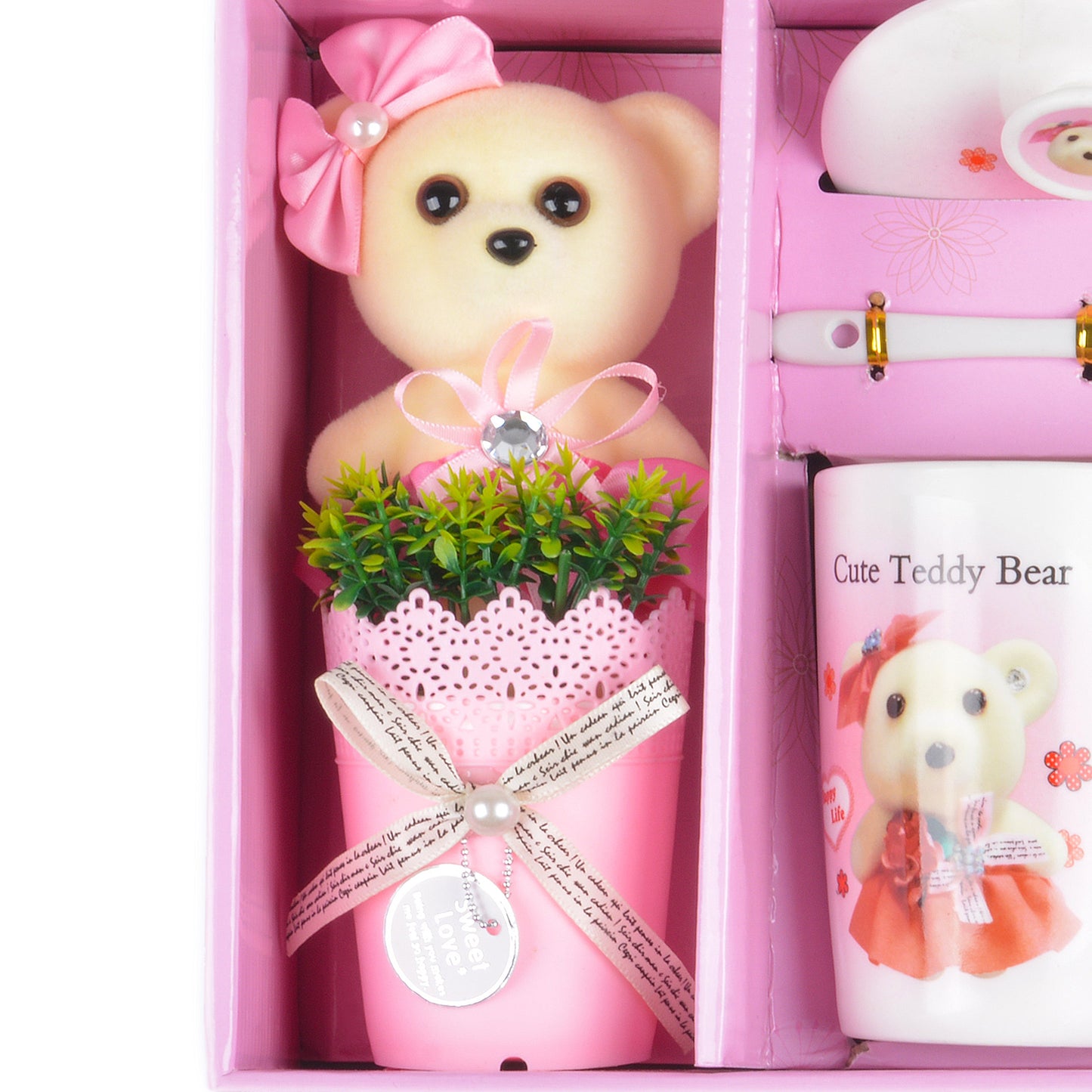 Ceramic Mug with Lid and teddy Bear Box