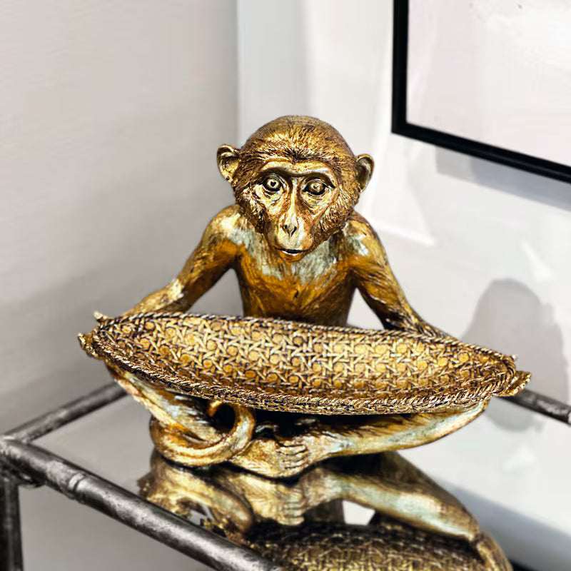Vintage Monkey Sculpture Tray