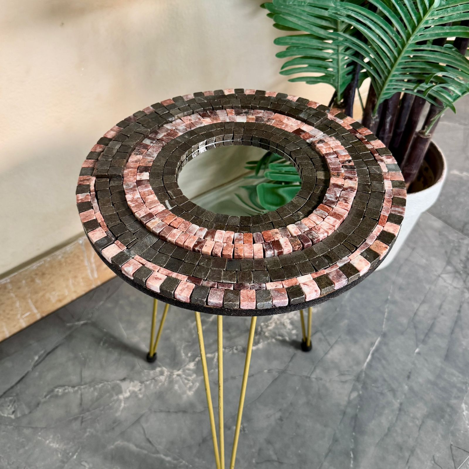 Mirror Mosaic Table (Pink & Brown)