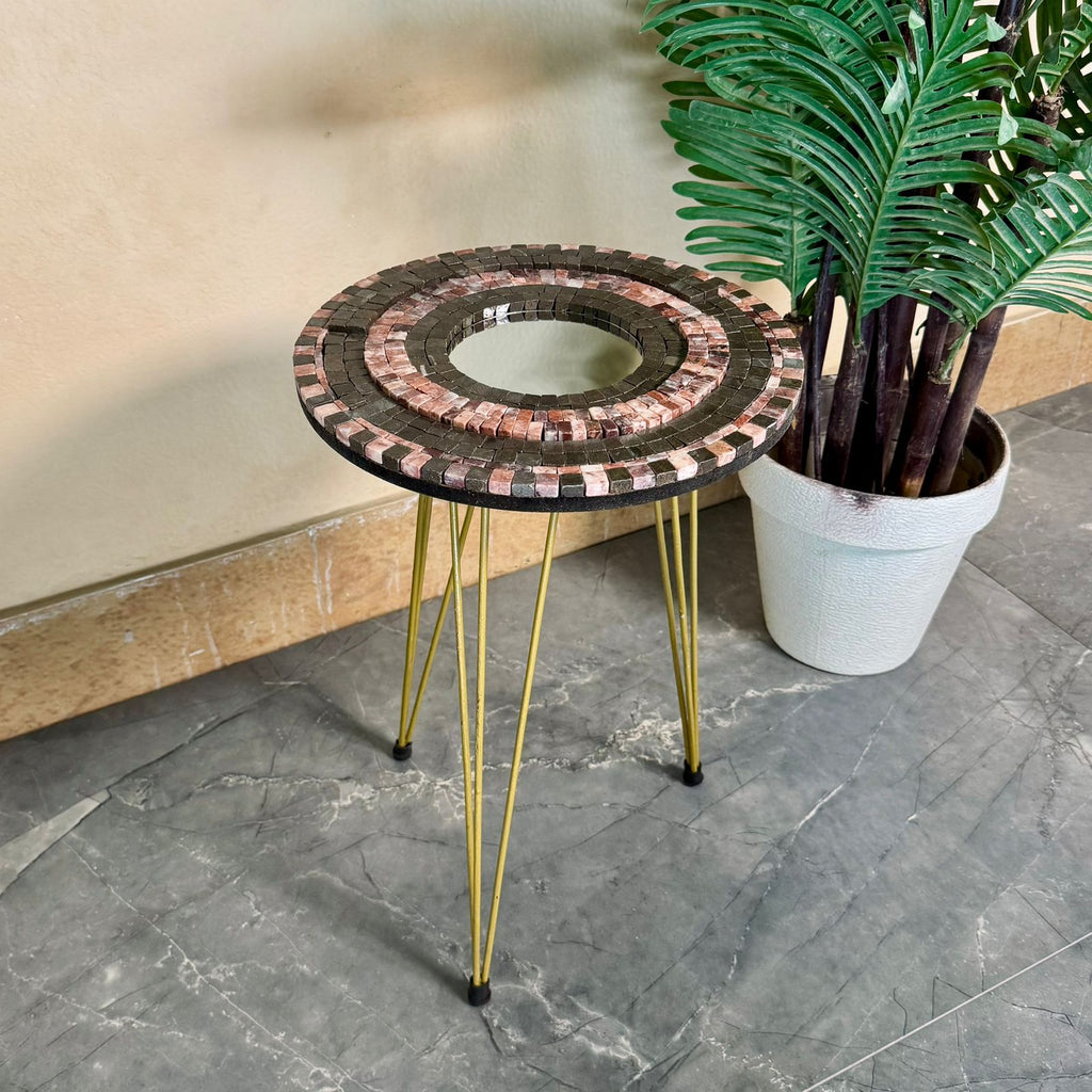 Mirror Mosaic Table (Pink & Brown)